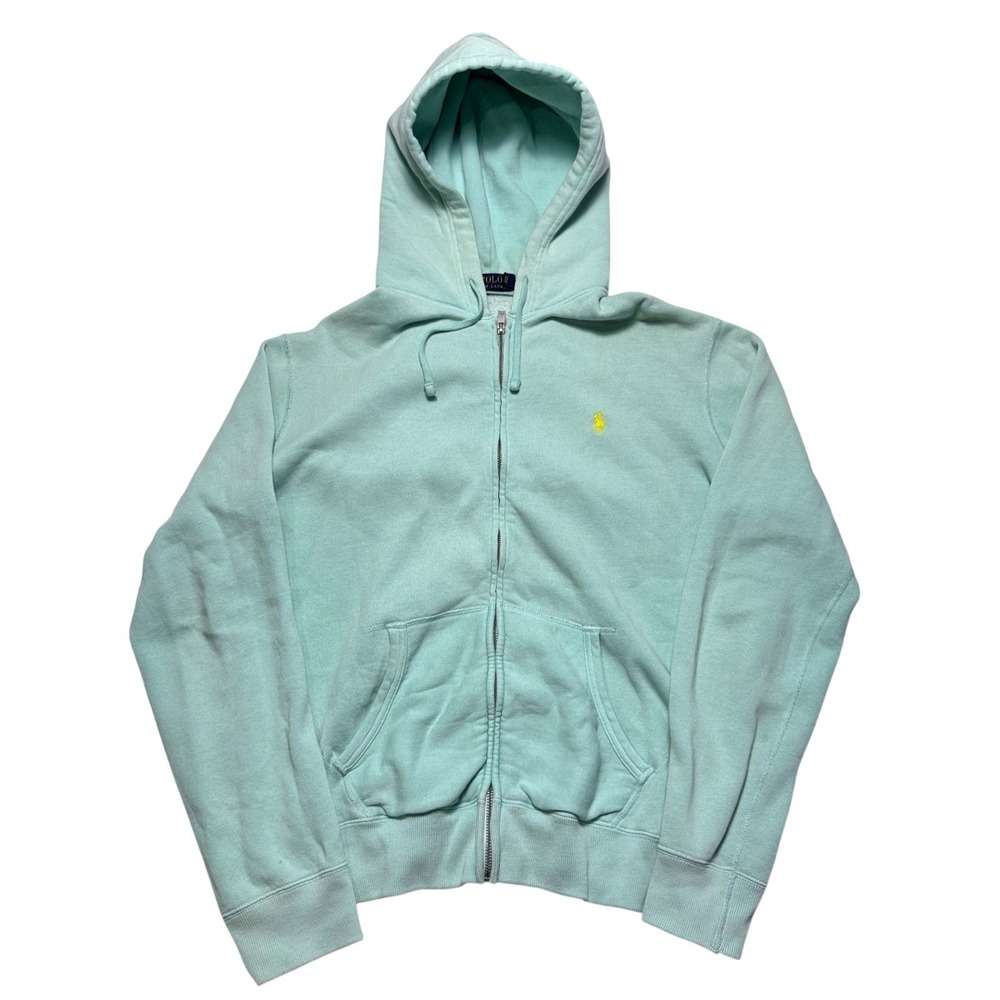 Vintage Polo Ralph Lauren Hoodie Mens Large Green Aqua Full Zip Talon Y2K